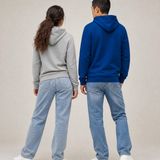 Jun and Vera wearing the unisex WindWhisper zip hoodie - back view