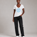 V-neck T-shirt Women in White - ONETURTLE