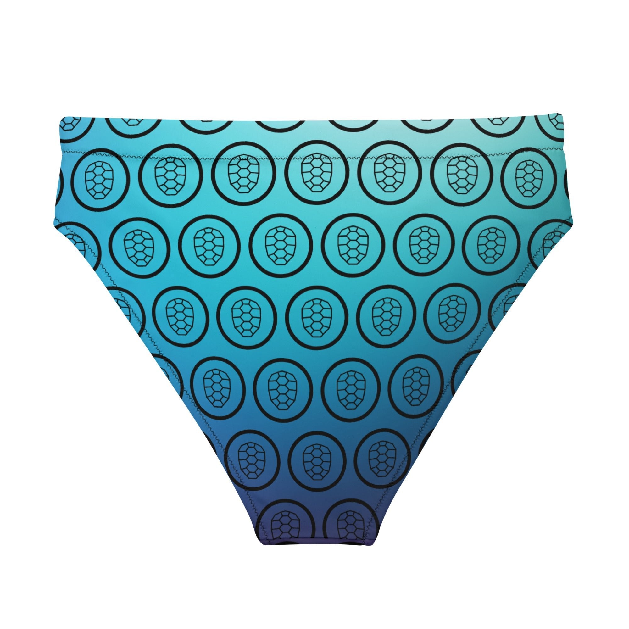 Recycled High-Waisted Bikini Bottom in Gradient Blue - ONETURTLE