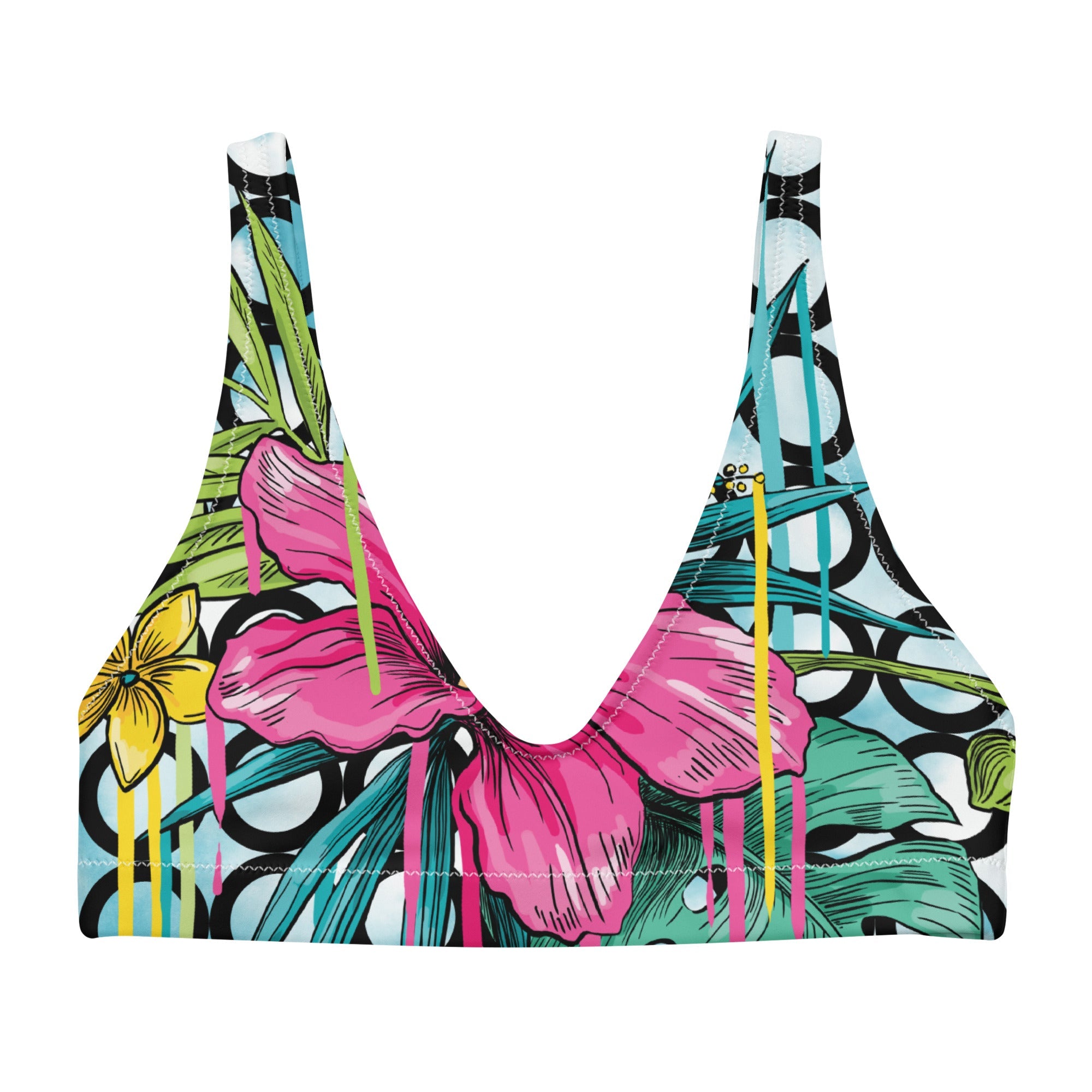 Recycled Padded Bikini Top in Flower - ONETURTLE