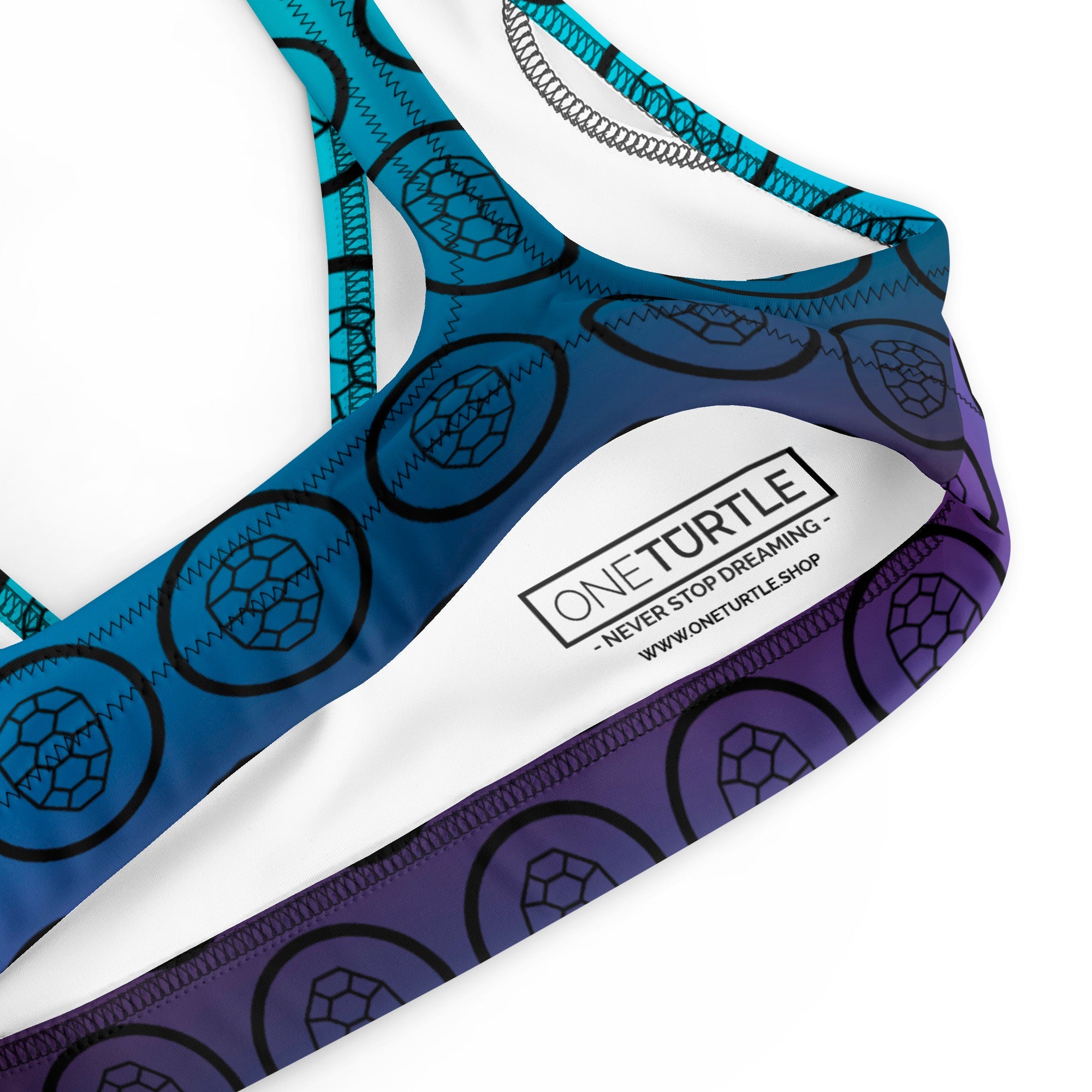 Recycled Padded Bikini Top in Gradient Blue - ONETURTLE